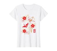 Art Japonais Origami Cygne et Fleur T-Shirt Graphique avec Valeur