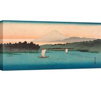 Art japonais - Peintures sur toile - Ando Hiroshige, Fukeiga, voiliers sur une rivière - 100x50 cm