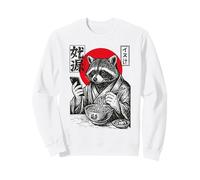 Art Japonais rétro avec Un Raton Laveur drôle Mangeant des Ramen et Un téléphone à défilement Sweatshirt