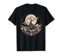 Art Japonais Sakura Mont Fuji Pleine Lune Pagode Art T-Shirt
