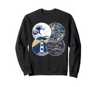 Art Japonais Vague de l'océan Koi Poisson Phare Vie côtière Sweatshirt