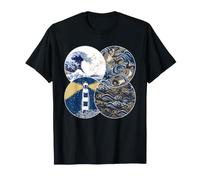 Art Japonais Vague de l'océan Koi Poisson Phare Vie côtière T-Shirt
