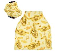 Art Jaune Cornet Musical Housse de Canopée pour Poussette,Siège de Voiture pour Bébé Dais Siège Auto Couverture D'Allaitement Pare-Soleil Respirant Extensible pour Bébé