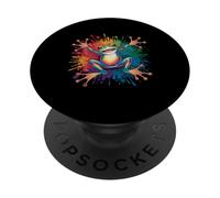 Art Joyeux Arc-en-Ciel Vibrant Splash Frog PopSockets PopGrip Adhésif