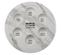 Art Judaica Plateau du Séder de Pessah en mélaminé « marbre » 35 cm