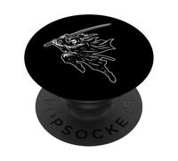 Art Katana du samouraï sautant PopSockets PopGrip Adhésif
