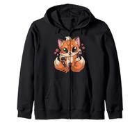 Art Kawaii Kitsune Japonais Folklore Mythique Tradition Sweat à Capuche