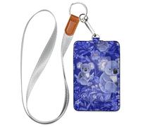 Art Koala Porte-badge en cuir bleu roi avec cordon et porte-cartes de sécurité pour bureau, hôpital et permis de conduire