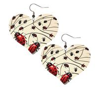 Art Ladybug Boucles d'oreilles en cuir synthétique en forme de cœur, boucles d'oreilles pendantes légères pour femmes, mariages, fêtes, cérémonies, banquets, cadeaux