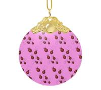 Art Ladybug Tracks Classic Round Glass Ornament Metal Clip Pendentif de vacances pour arbre et décoration de la maison
