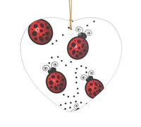 Art Ladybug Tracks Décoration de Noël en forme de cœur avec pendentif en acrylique à suspendre pour sapin de Noël, décoration intérieure et extérieure 1