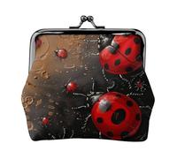 Art Ladybug Tracks Porte-monnaie pour femme en cuir PU mignon avec verrou de changement de portefeuille, noir, taille unique, motif, Noir , Taille unique, Motif :