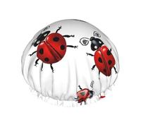 Art Ladybug Tracks Print - Bonnet de douche imperméable extra large - Protection double couche pour cheveux longs/bouclés - Réutilisable et facile à transporter.