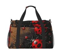 Art Ladybug Tracks Sac de voyage imprimé pour homme et femme Sac de voyage pour le sport, l'extérieur, la gym et la pêche, Noir , Taille unique, Sac de voyage