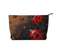 Art Ladybug Tracks Trousse de maquillage en velours côtelé avec dragonne pour femme, Noir , Taille unique, Trousse de maquillage