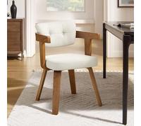 Art Leon Chaise de bureau sans roues - Chaise de bureau moderne du milieu du siècle - Fauteuil d'appoint rembourré en tissu avec pieds en bois pour petits espaces, maison, bureau, salon, chambre à