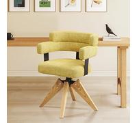 Art Leon Chaise de bureau sans roulettes, chaise d'appoint pivotante moderne du milieu du siècle avec pieds en bois de chêne, fauteuil rembourré en tissu pour la maison, le bureau, le salon, la