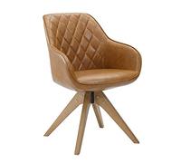 Art Leon Chaise de salle à manger pivotante moderne du milieu du siècle, fauteuil rembourré en similicuir avec pieds en bois, chaise d'appoint de loisirs avec accoudoirs pour salon, Claybank
