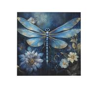 Art Libellule bleue Imprimer Bloc de briques de construction Puzzle carré Creative Building Blocks Jigsaw Home Office Decor