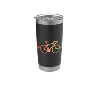 Art linéaire des battements de cœur du cyclisme rétro Gobelet isotherme en acier inoxydable double paroi