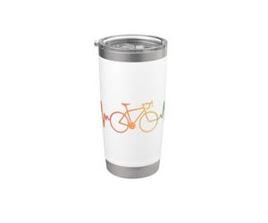 Art linéaire des battements de cœur du cyclisme rétro Gobelet isotherme en acier inoxydable double paroi