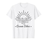 Art linéaire Minimal Ocean Wave Sunset Coastal Mood Graphic T-Shirt