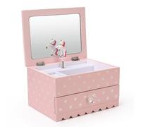Art Lins Bella Boîte à bijoux licorne pour filles et adolescentes - Boîte à musique en bois avec pois étincelants - Décoration de chambre charmante et souvenir de souvenirs d'enfance - Cadeau