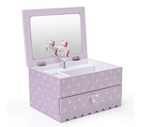 Art Lins Bella Boîte à bijoux licorne pour filles et adolescentes - Boîte à musique en bois avec pois étincelants - Décoration de chambre charmante et souvenir de souvenirs d'enfance - Cadeau