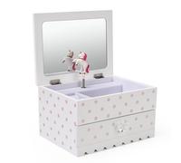 Art Lins Bella Unicorn Boîte à bijoux à musique pour filles et adolescentes - Boîte à musique en bois avec pois étincelants - Décoration de chambre charmante et boîte à souvenirs pour enfants - Cadeau