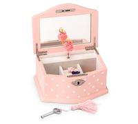Art Lins Elle Ballerine Music Boîte à bijoux avec serrure, boîte à souvenirs en bois avec motif lac des cygnes à remonter, petite taille (rose)