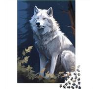 Art Loup Blanc 1000 Pièces Premium Carton Illustration Fantasy numérique Puzzle Adultes, Soulagement Stress, Cadeau & Activité Maison, Jeu Défiant Famille Soirée & Vacances 52x38cm/1000pcs