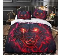 Art_Loup_numérique Impression 3D 3 pièces Housse de Couette Style Cyberpunk Housse de lit Microfibre hypoallergénique Anti-acariens pour Adolescents Femmes Adultes Double（200x200cm）