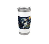 Art Macareux Nuit Étoilée Van Gogh Gobelet isotherme en acier inoxydable double paroi