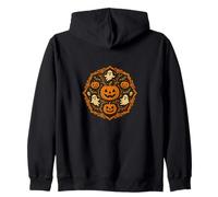 Art Mandala Effrayant d'halloween avec fantômes, Chauve-Souris, citrouilles Sweat à Capuche