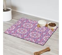 Art Mandala Fleur Tapis d'alimentation pour chat Chien Gamelle à eau Tapis d'alimentation pour animaux de compagnie Tapis d'alimentation absorbant Nti-Slip Contiennent les déversements Protège les
