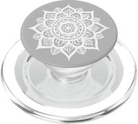 Art Mandala Gris Clair Fleur Grise Blanche Mandalas Floraux PopSockets PopGrip pour MagSafe