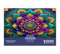 Art Mandala psychédélique 1000 Pièces Puzzle Cadeau - Papier Recyclé & Puzzle Éveil Fleurs galactiques vibrantes - pour Amis 52x38cm/1000pcs Cadeau De Maison