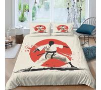 Art Martial 3D Impression Housse de Couette Microfibre Décoration Chambre Parure de Lit Karaté Douce Respirante pour Adultes King（220x240cm）