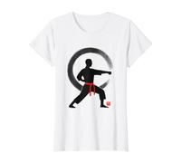 Art Martial Zen : karaté Minimaliste méditation T-Shirt Graphique avec Valeur, Femme, Blanc, XS