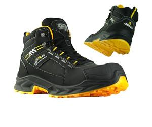 ART.MAS BlackPoint BT S7S SR FO Chaussures de travail imperméables avec membrane et embout composite anti-perforation en nubuck Noir, Noir/jaune/bleu nuit, 43 EU