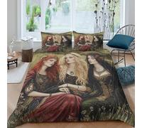 Art médiéval Parure De Lit De en Microfibre Fille dans Un Champ Ensemble De Housse De Couette Imprimé 3D Taie d'oreiller, pour Adultes Enfants Filles Garçon King（220x240cm）