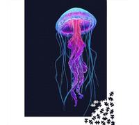 Art méduse néon Puzzle 1000 Pièces Adultes Animaux Puzzles 1000 Pièces Peinture Art Décor À La Maison 38x26cm/1000pcs