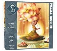 ART&Meeple Puzzles 1000 pcs 68x48 cm Haute Qualite + Poster 48x48 cm, Découpe Originale des pièces, Carton épais contrecollé des 2 côtés avec Papier 250 GSM - Chakra