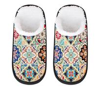 Art Mexican Ceramic Tile Boho Pantoufles damassées pour femmes hommes pantoufles de voyage d'intérieur pantoufles d'intérieur pantoufles d'intérieur pantoufles d'intérieur pantoufles à enfiler