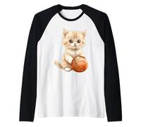 Art Mignon Aquarelle Chaton Joueur de Basket-Ball Manche Raglan