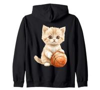 Art Mignon Aquarelle Chaton Joueur de Basket-Ball Sweat à Capuche