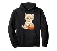 Art Mignon Aquarelle Chaton Joueur de Basket-Ball Sweat à Capuche
