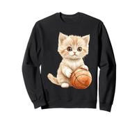 Art Mignon Aquarelle Chaton Joueur de Basket-Ball Sweatshirt