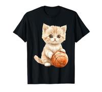 Art Mignon Aquarelle Chaton Joueur de Basket-Ball T-Shirt