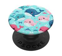 Art Mignon et Kawaii représentant des Baleines à Bosse PopSockets PopGrip Adhésif